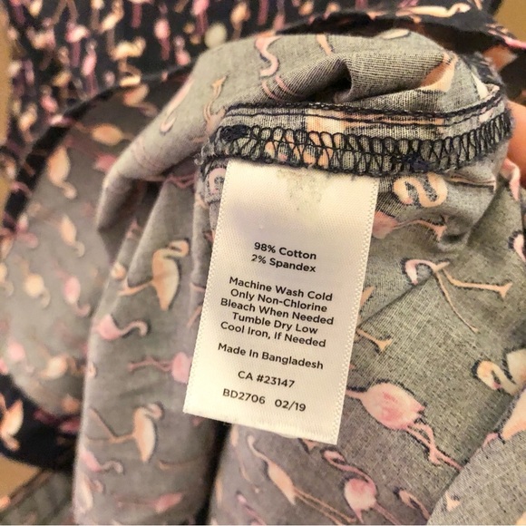 Talbots Petite Flamingo Button Front Sleeveless Tank‎ Top Navy Pink Small Petite - Picture 4 of 5